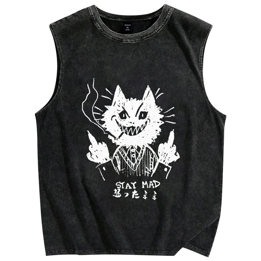 Stay Mad Vintage Distressed Washed Tank Top