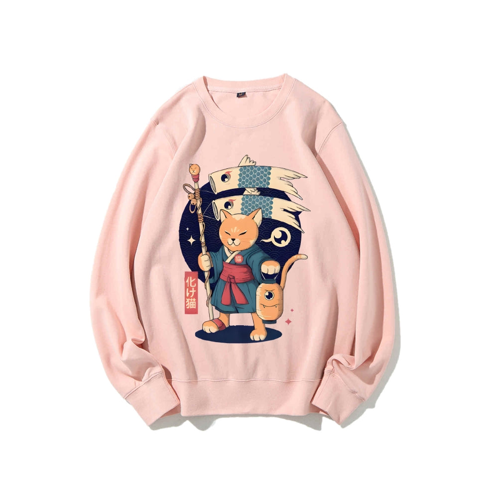 Japanese Cat Cotton Sweatshirt