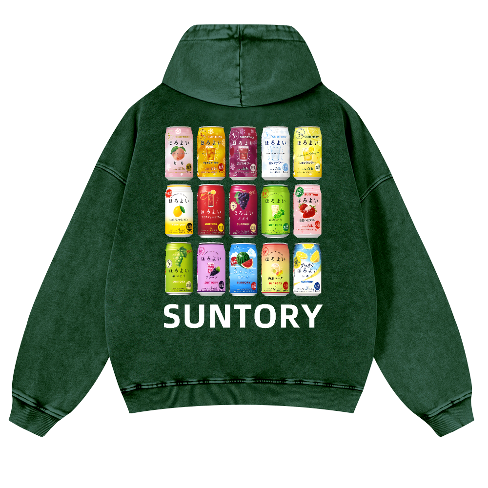 Suntory Vintage Washed Cotton Back Art Hoodie