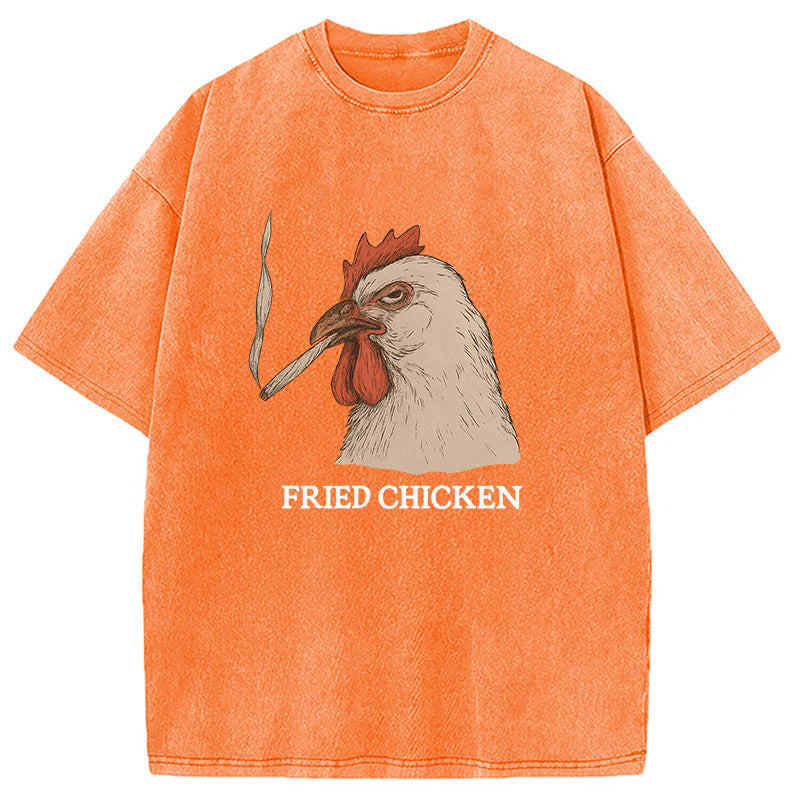 Fried Chicken 420 Smoking Meme Washed T-Shirt