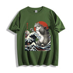 Cat Godzilla Ukiyoe Great Wave Japanese Style Classic Tee