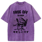 Busy Frog Funny Washed T-Shirt