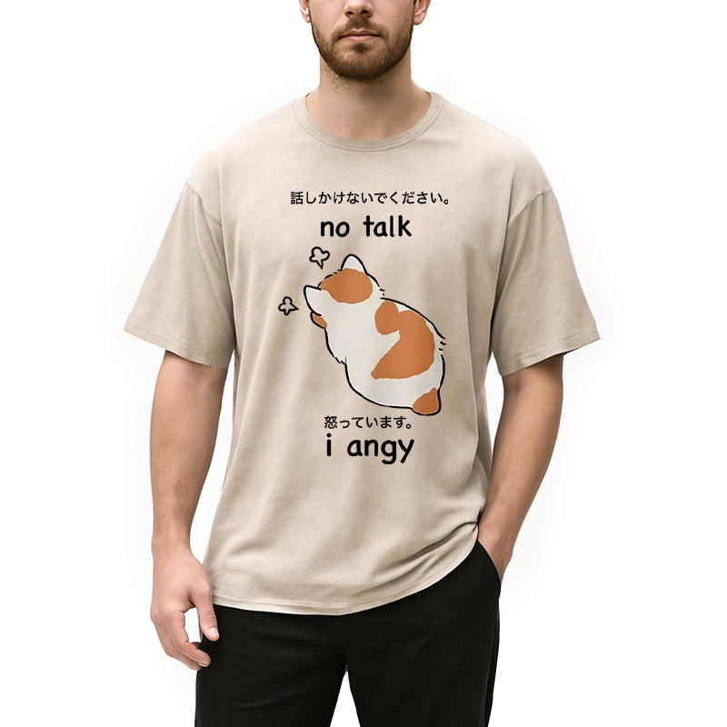 No Talk Me I'm Angy Cat Washed T-Shirt