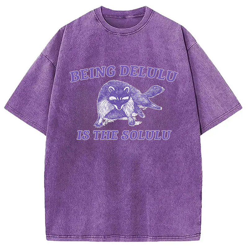 Funny Delusional Raccoon Washed T-Shirt