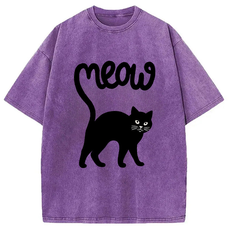 Funny Cat Tail Washed T-Shirt