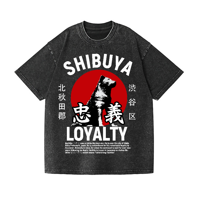 Shibuya Hachiko Vintage Wash Japanese Design T-Shirt