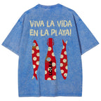 Polka Dot Fish Washed Vintage Short Sleeves T-Shirt