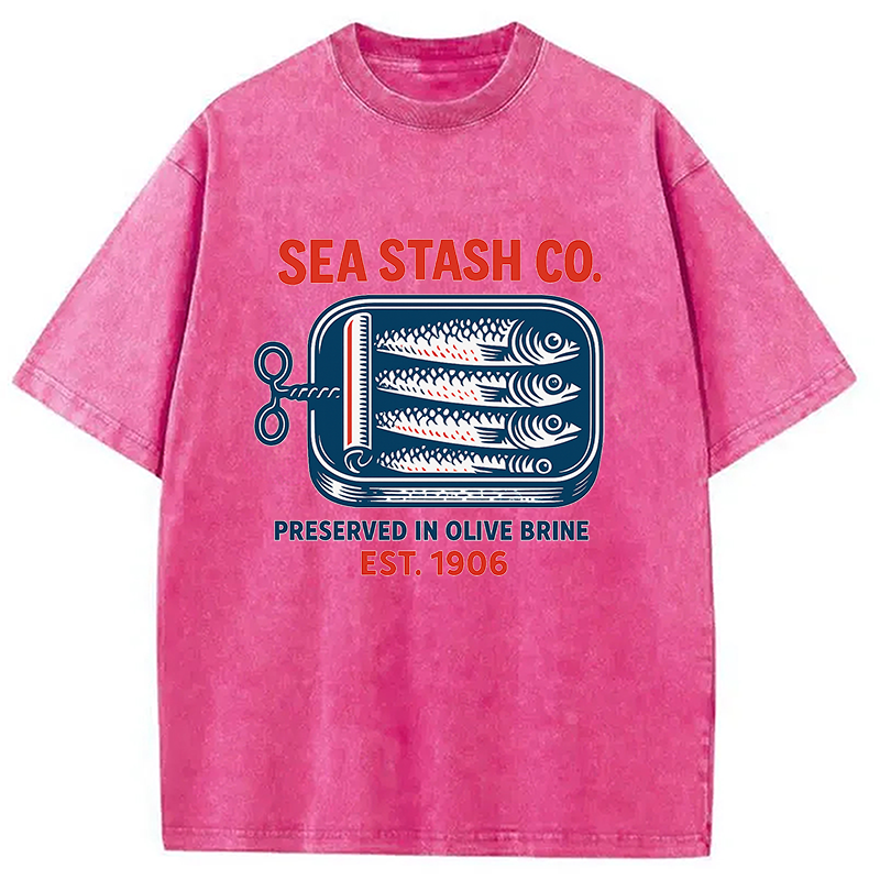 Funny Vintage Sardine Can Washed T-Shirt