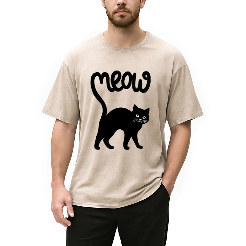 Funny Cat Tail Washed T-Shirt