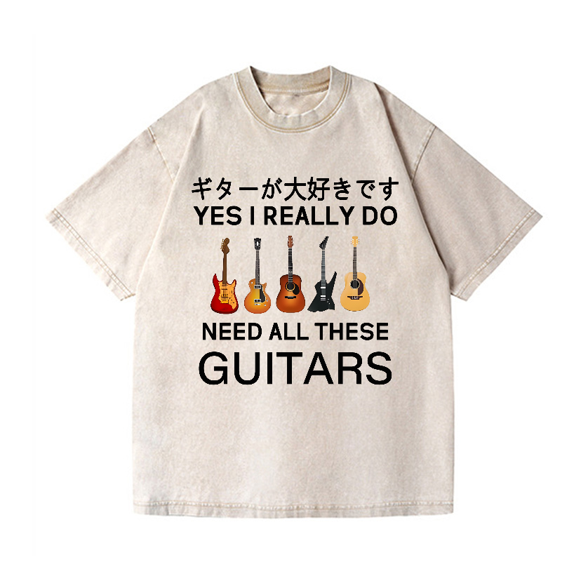Guitars Vintage Wash Japanese Design T-Shirt