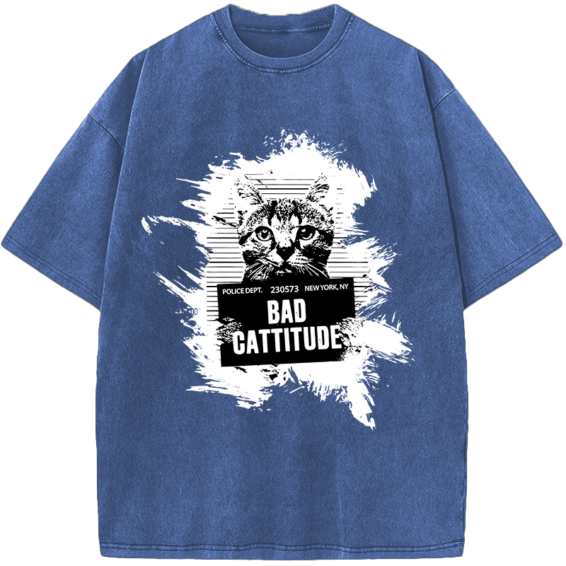 Criminal Cat – Bad Cattitude Vintage Washed T-Shirt