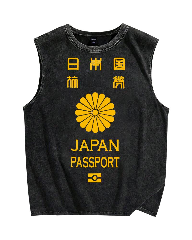 Japan Passport Vintage Distressed Washed Tank Top