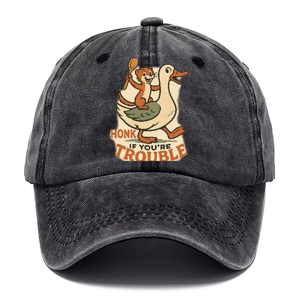 Trouble Cartoon Washed Cap