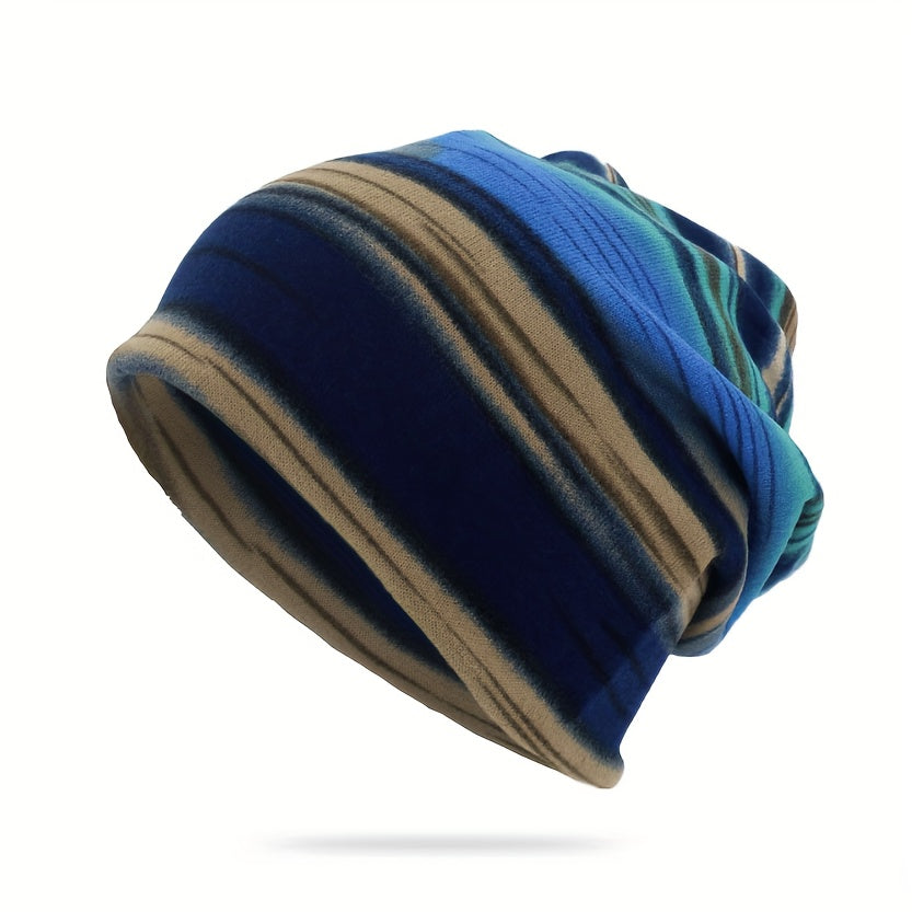 Pandaize Colorful Stripes Retro Thermal Slouchy Beanie Hat - Vintage Knit for Fall & Winter Warmth