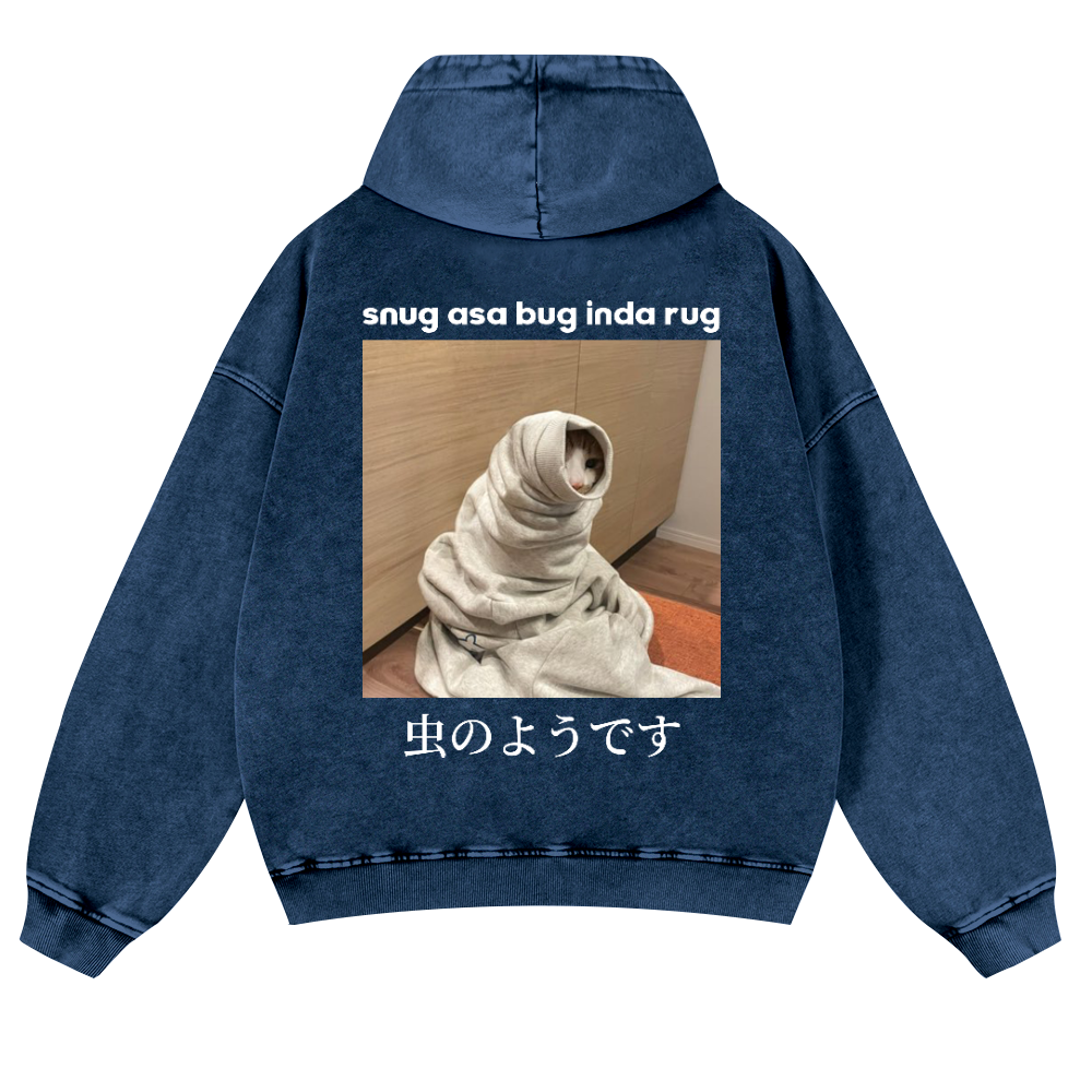 Snug Cat Vintage Washed Cotton Back Art Hoodie