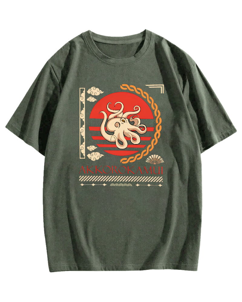 Japanese Octopus Cotton casual T-shirt