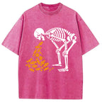Candies Funny Halloween Skeleton Washed T-Shirt
