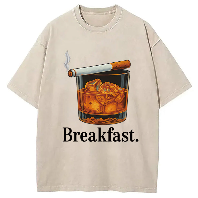 Breakfast Funny Meme Washed T-Shirt