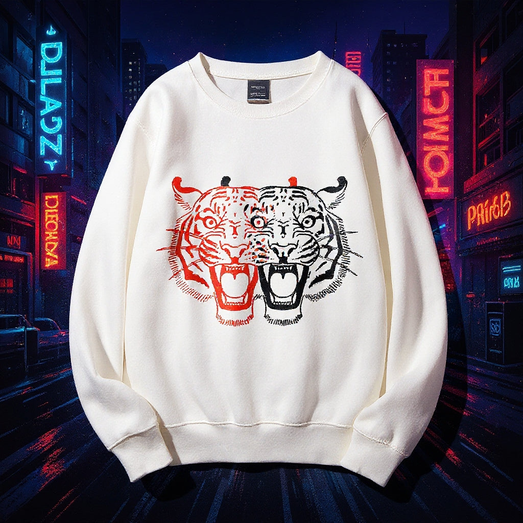 Unisex Patchwork Tiger Printed Sweatshirt
