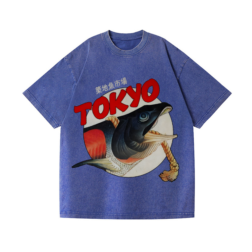 Tsukiji Fish Market Vintage Wash Japanese Design T-Shirt