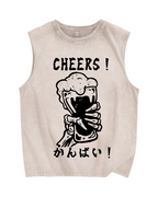 Cheers Vintage Distressed Washed Tank Top