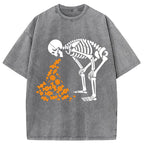 Candies Funny Halloween Skeleton Washed T-Shirt