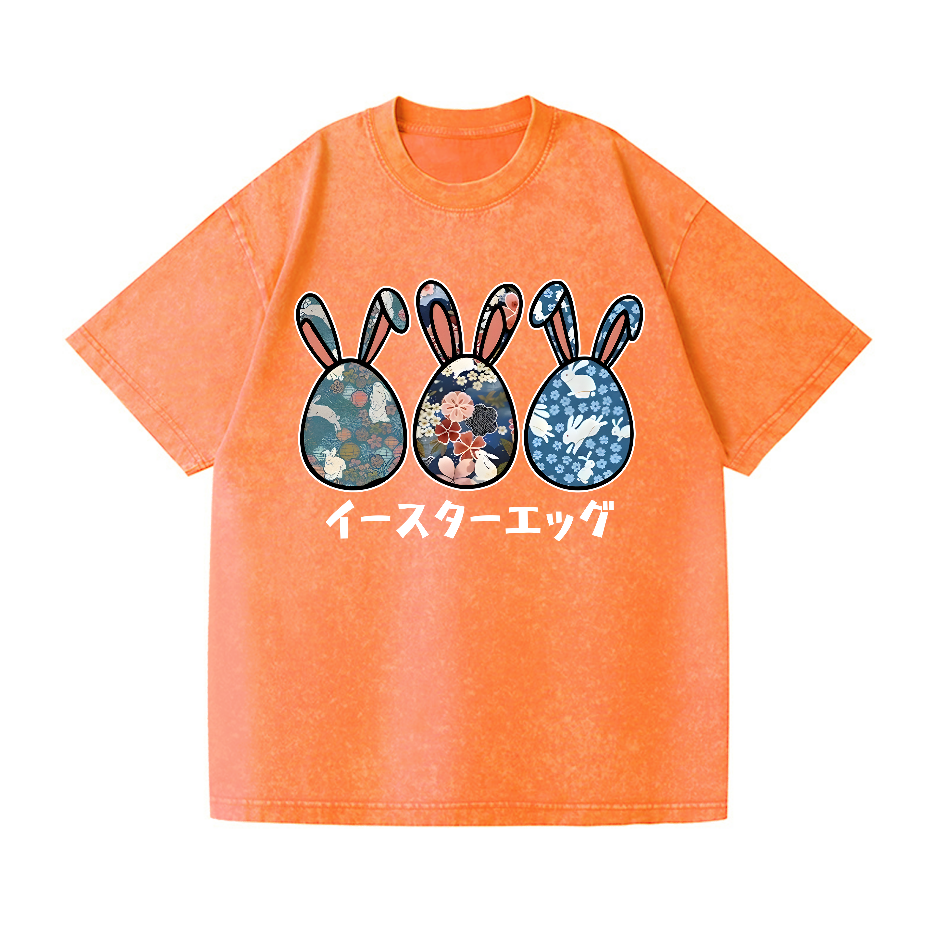 Rabbit Easter Eggs Vintage Wash Japanese Design T-Shirt