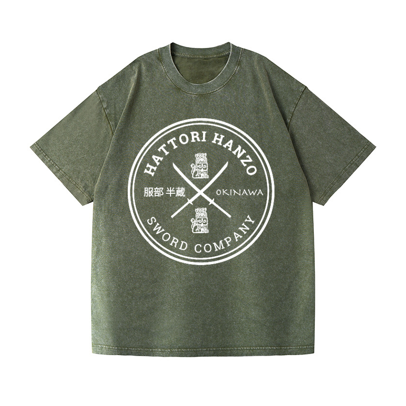 Hattori Hanzo Komainu Okinawa Sword Company Vintage Wash Japanese Design T-Shirt