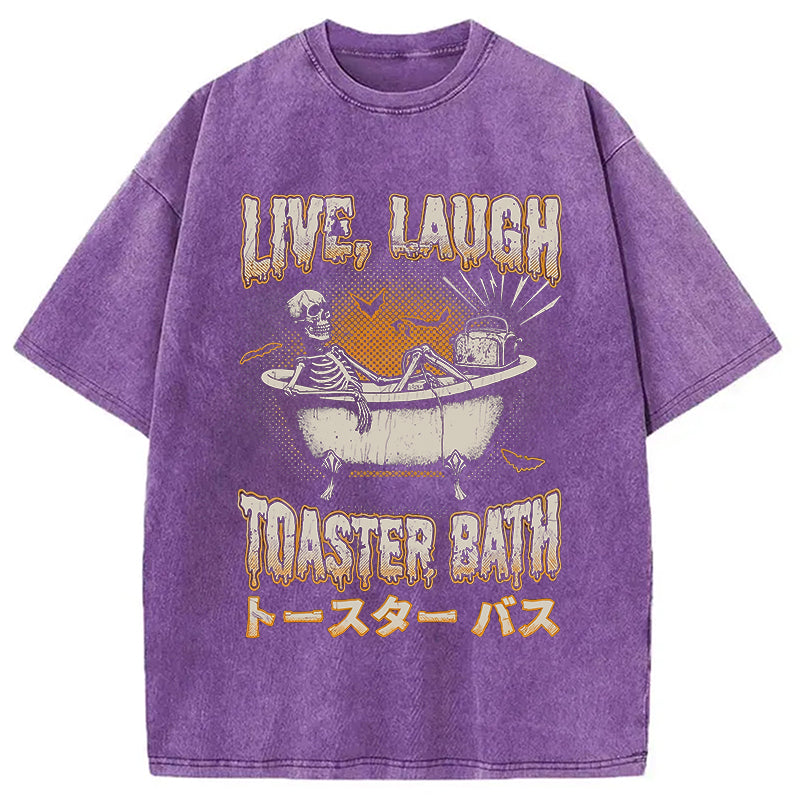 Skeleton Taking A Bath Washed T-Shirt