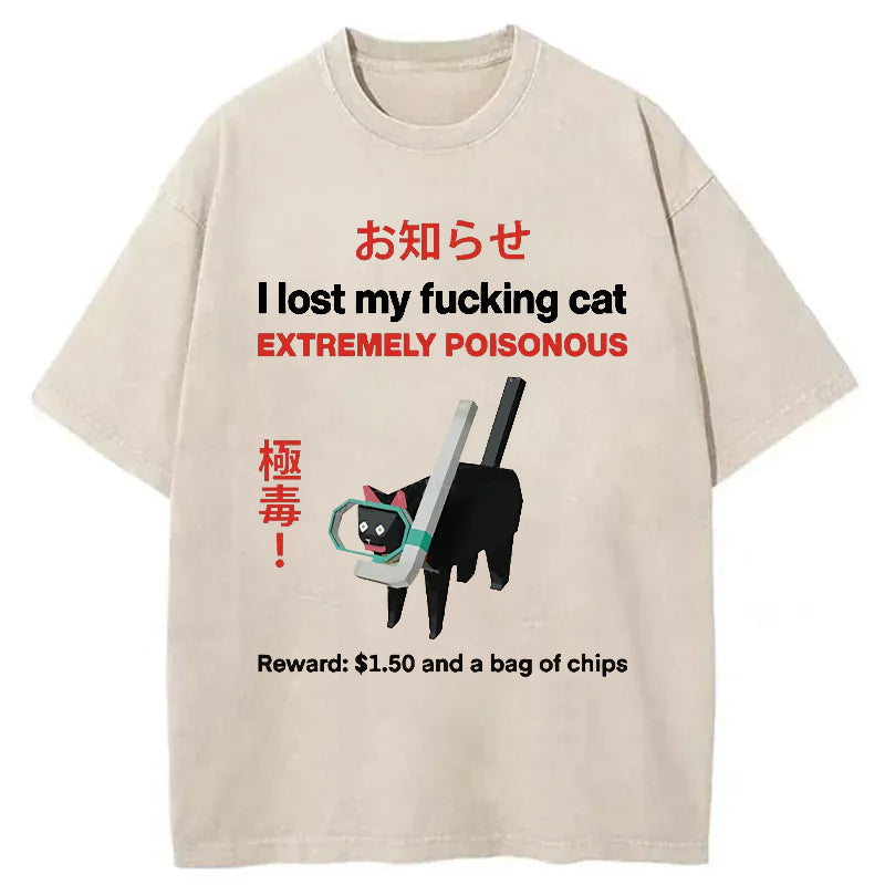 Find The Toxic Cat Funny Washed T-Shirt