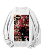 Psychedelic Black Cat Cotton Sweatshirt