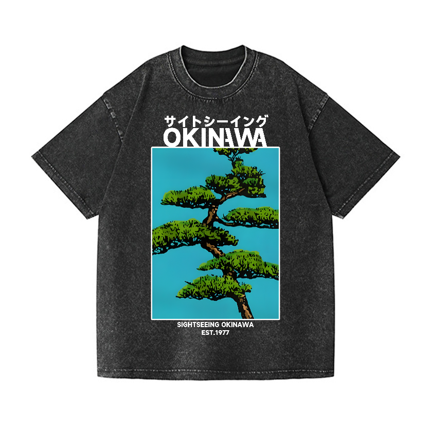 Okinawa Vintage Wash Japanese Design T-Shirt
