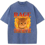 Rage Consumes Me Edgy Funny Cat Meme Washed T-Shirt