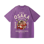 Osaka Dotonbori Drunken Octopus Vintage Wash Japanese Design T-Shirt