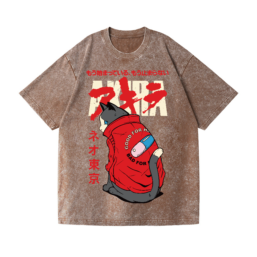 Akira Cat Vintage Wash Japanese Design T-Shirt