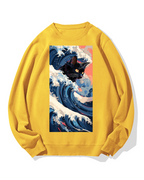 Cat of the Great Wave off Kanagawa Cotton Sweatshirt