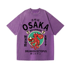 Osaka Dotonbori Drunken Octopus Vintage Wash Japanese Design T-Shirt