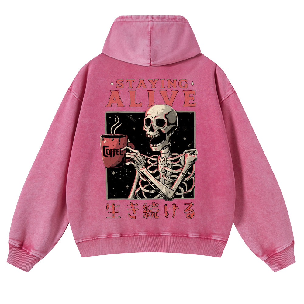 Skull Vintage Washed Cotton Back Art Hoodie