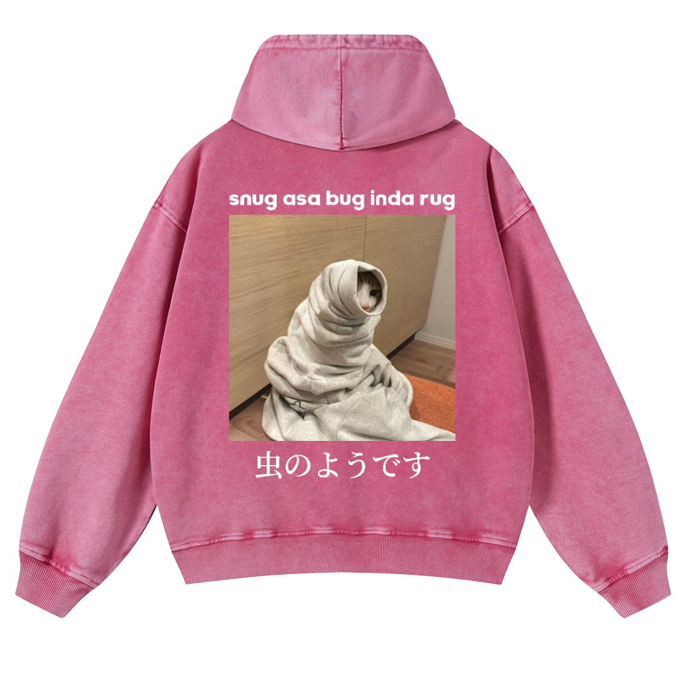 Snug Cat Vintage Washed Cotton Back Art Hoodie