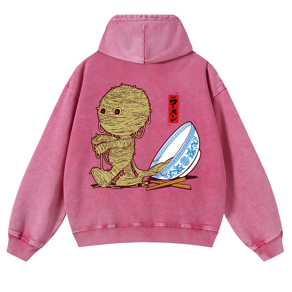 Ramen Yummy Vintage Washed Cotton Back Art Hoodie