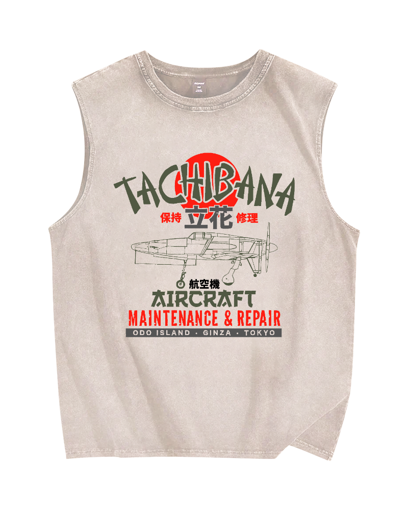 Tachibana Fighter Vintage Distressed Washed Tank Top