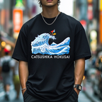 Catsushika Hokusai Cat Wave Japanese Style Classic Tee