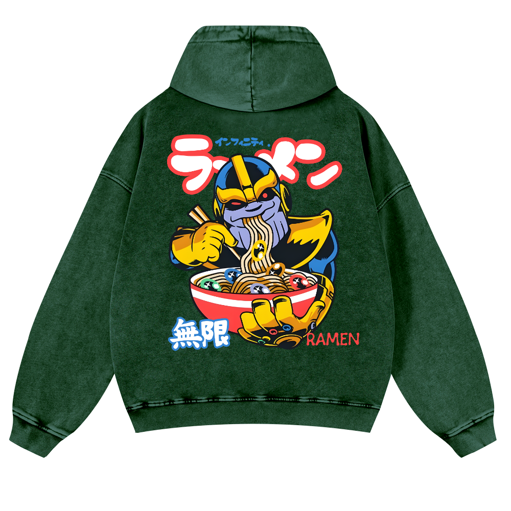 Ramen Hero Vintage Washed Cotton Back Art Hoodie