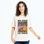 Unisex Orange Cat Drinking Espresso Washed T-Shirt
