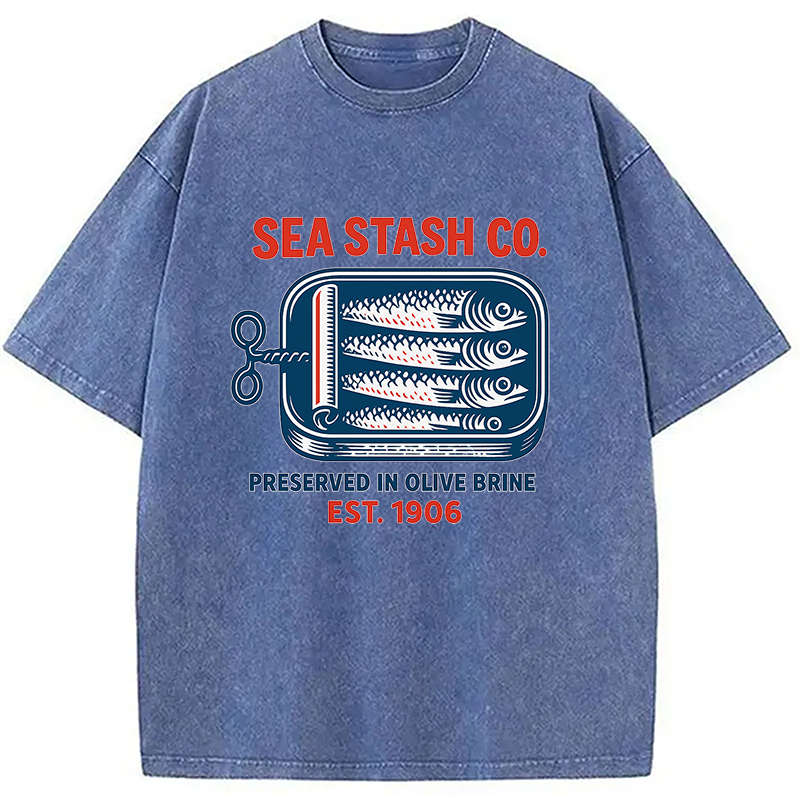 Funny Vintage Sardine Can Washed T-Shirt