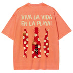 Polka Dot Fish Washed Vintage Short Sleeves T-Shirt
