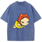 Red Hat Girl Washed T-Shirt