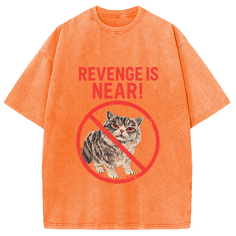 Revenge Is Near! Cat Washed T-Shirt