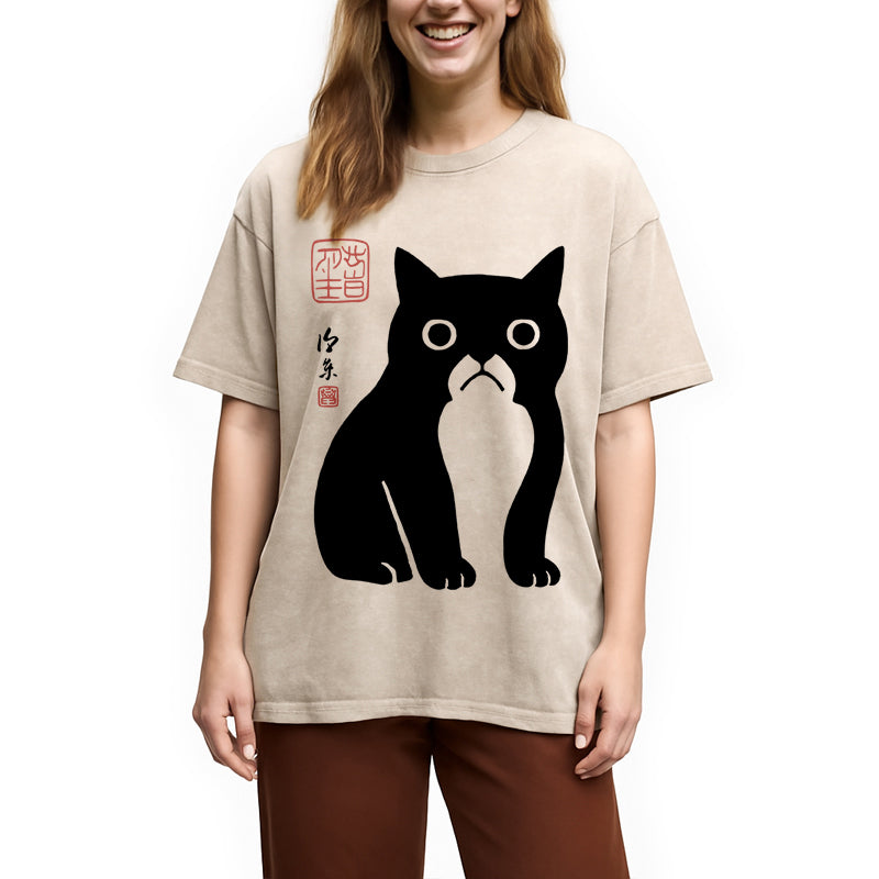 Funny Zen Cat Meme Washed T-Shirt