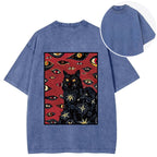 Mysterious Cat Back Washed T-Shirt